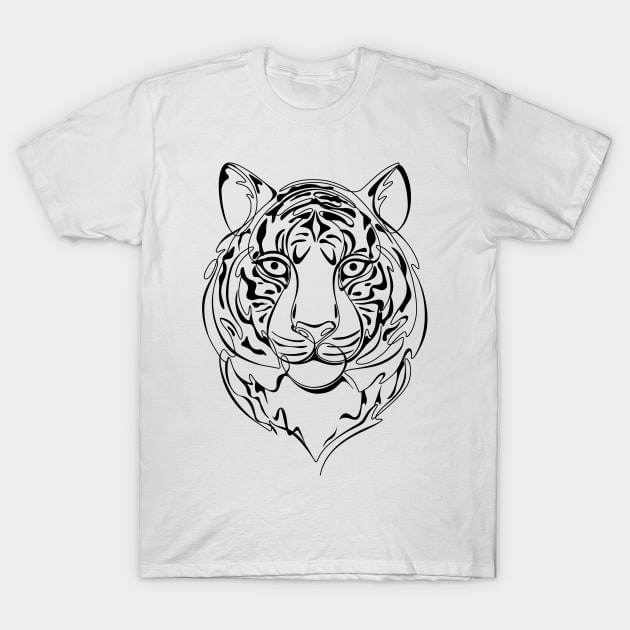 Continuous Line Tiger Portrait. 2022 New Year Symbol by Chinese Horoscope T-Shirt by lissantee